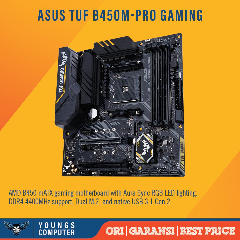 ASUS TUF B450M-PRO GAMING AM4 mATX DDR4 DUAL M.2 MOTHERBOARD AMD