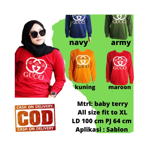 kaos atasan lengan panjang, Atasan wanita lengan panjang gucci go kd 3