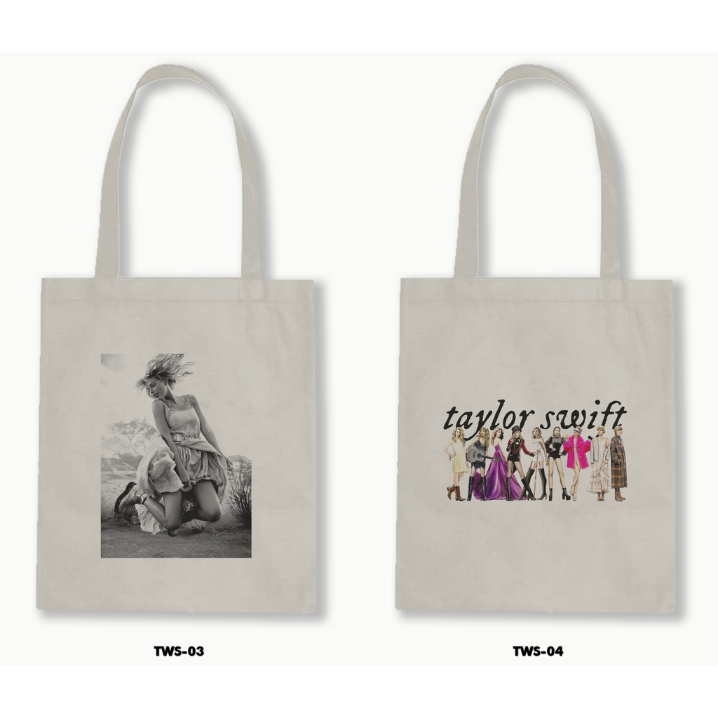 Tas Tote Bag Resleting Kanvas/Blacu  Taylor Swift 03