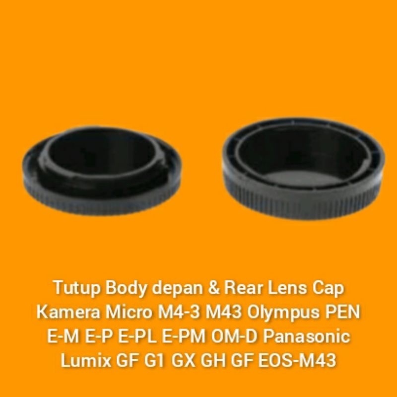 Tutup Body depan & Rear Lens Cap  Kamera Micro M4-3 M43 Olympus PEN E-M E-P E-PL E-PM OM-D Panasonic