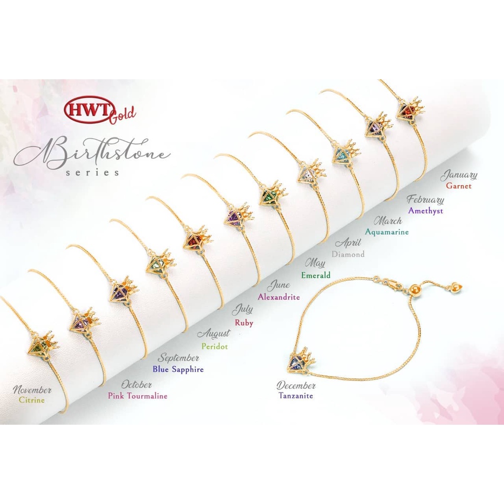 Gelang Birthstone Gelang Serut emas asli murah 8k kadar 375