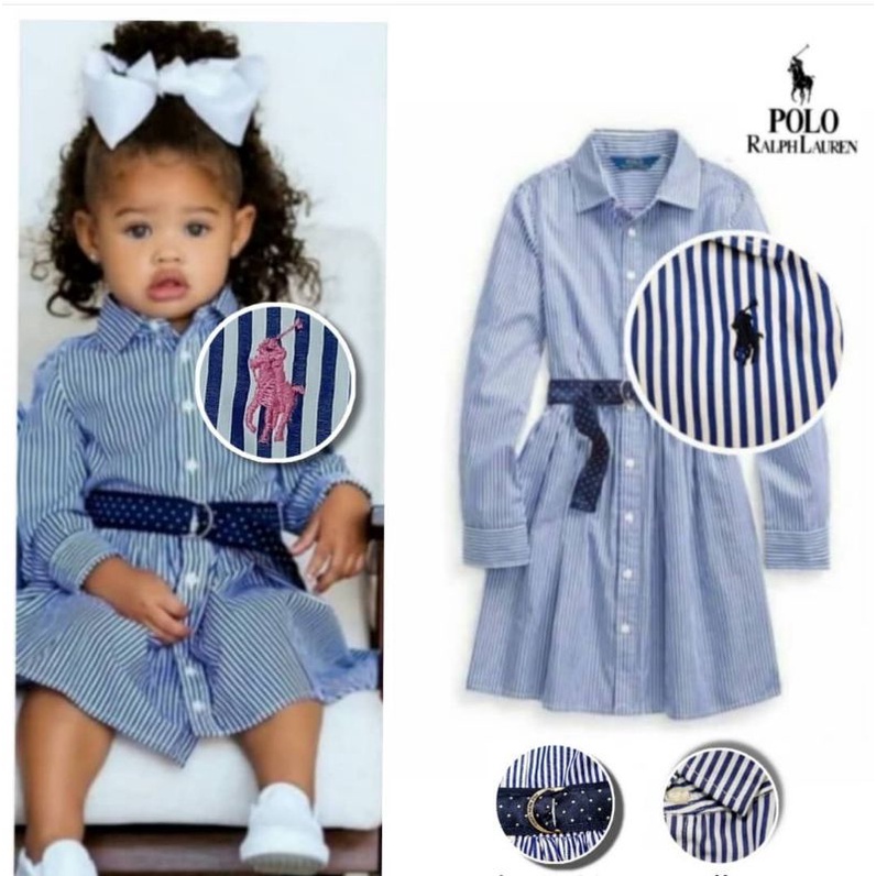 Polo Ralph Laure* - Dress Anak Bayi | Size 18, 24 bulan-Blue Stripes (R)