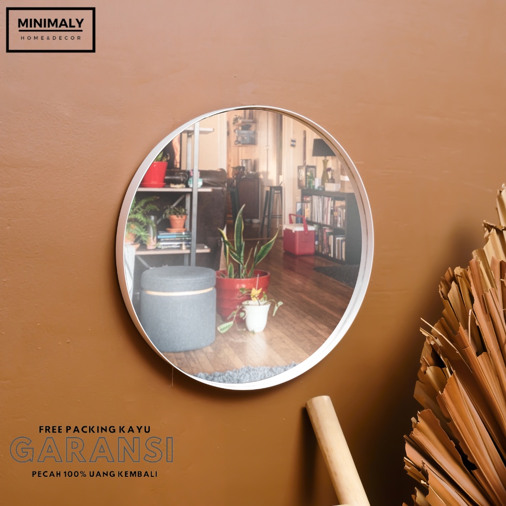 MINIMALY01 Cermin Dinding Frame PVC D.30 Cermin Bulat Gantung Cermin Bulat Dinding Cermin Bulat Aest