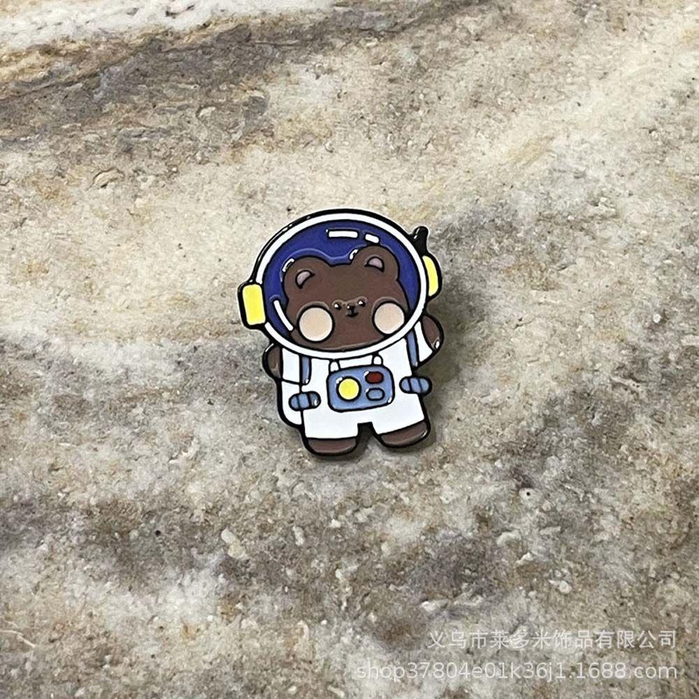 Mxbeauty Astronot Beruang Bros Hadiah Untuk Anak-Anak Kerah Bros Astronot Beruang Perhiasan Aksesoris Kelinci Kerah Pin Enamel Pin