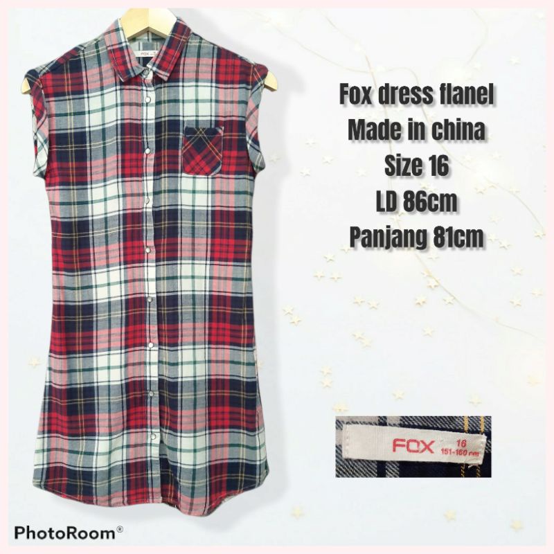 Fox dress wanita flanel