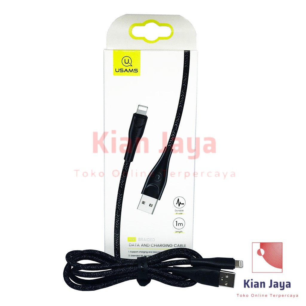 Usams Kabel Data iPhone Lightning Port Cable Support Fast Charging dan Data Transmission Original