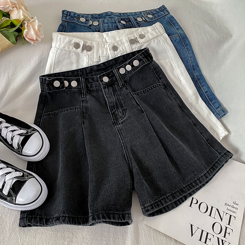 Korean Loose Highwaist Celana Jeans Pendek Wanita Fashionable (realpict)