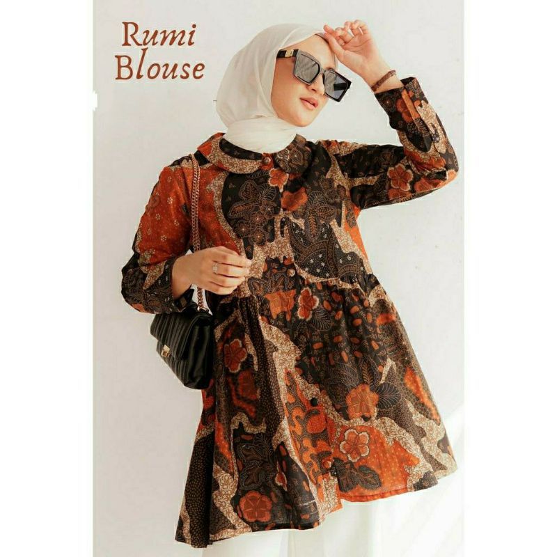 M L XL XXL Batik Wanita  ASJ SA HRB026 Kenongo Pekalongan Sogan Tulis-B soft pulau