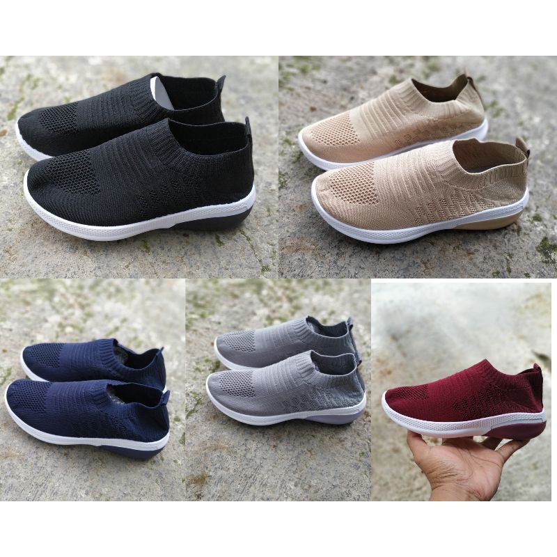 City shoes Sneakers Slip On wanita inport Sepatu tanpa tali Sepatu Rajut COD Bayar Ditempat