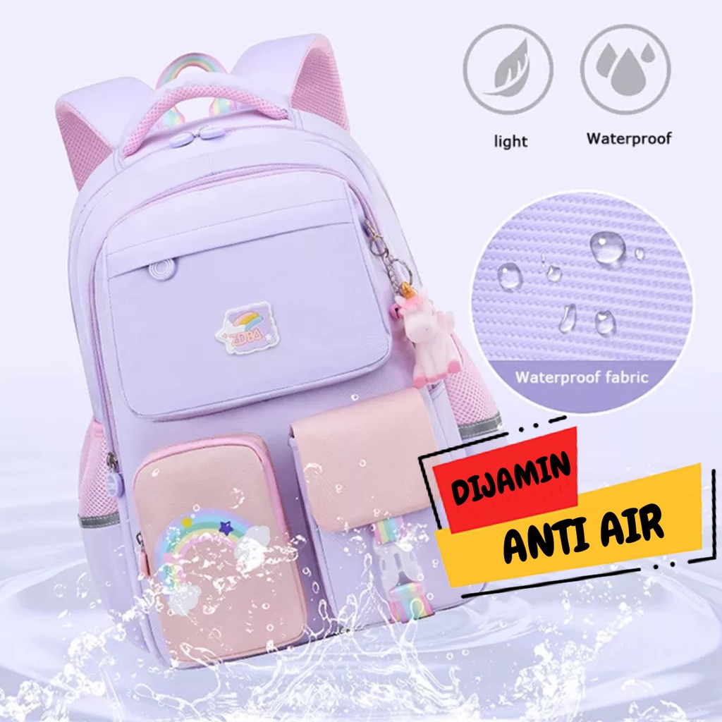 Tas Ransel Peralatan Sekolah Anak Kecil SD Perempuan Import Murah Anti Air EN208