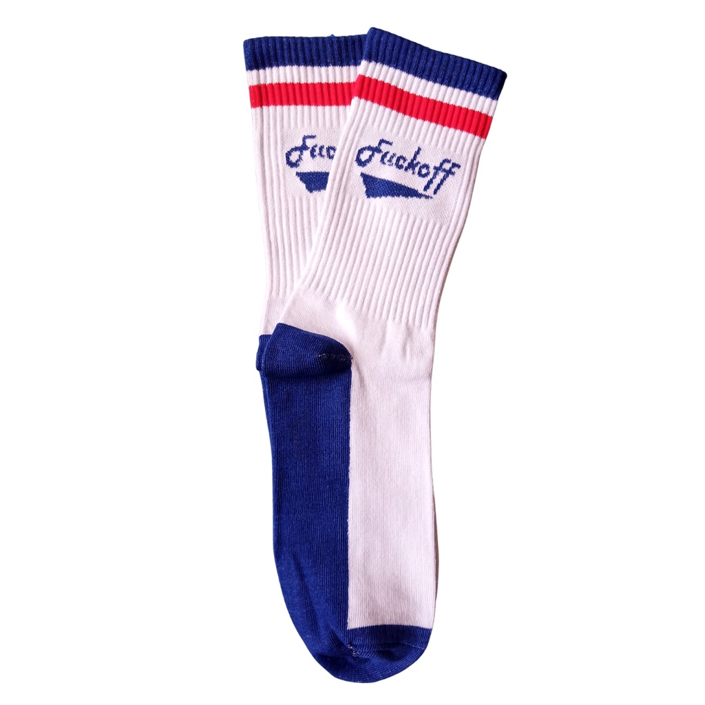 [BIG SALE] Kaos Kaki Motif Skate Oldschool - Mohaki Official-Fvck Off Putih