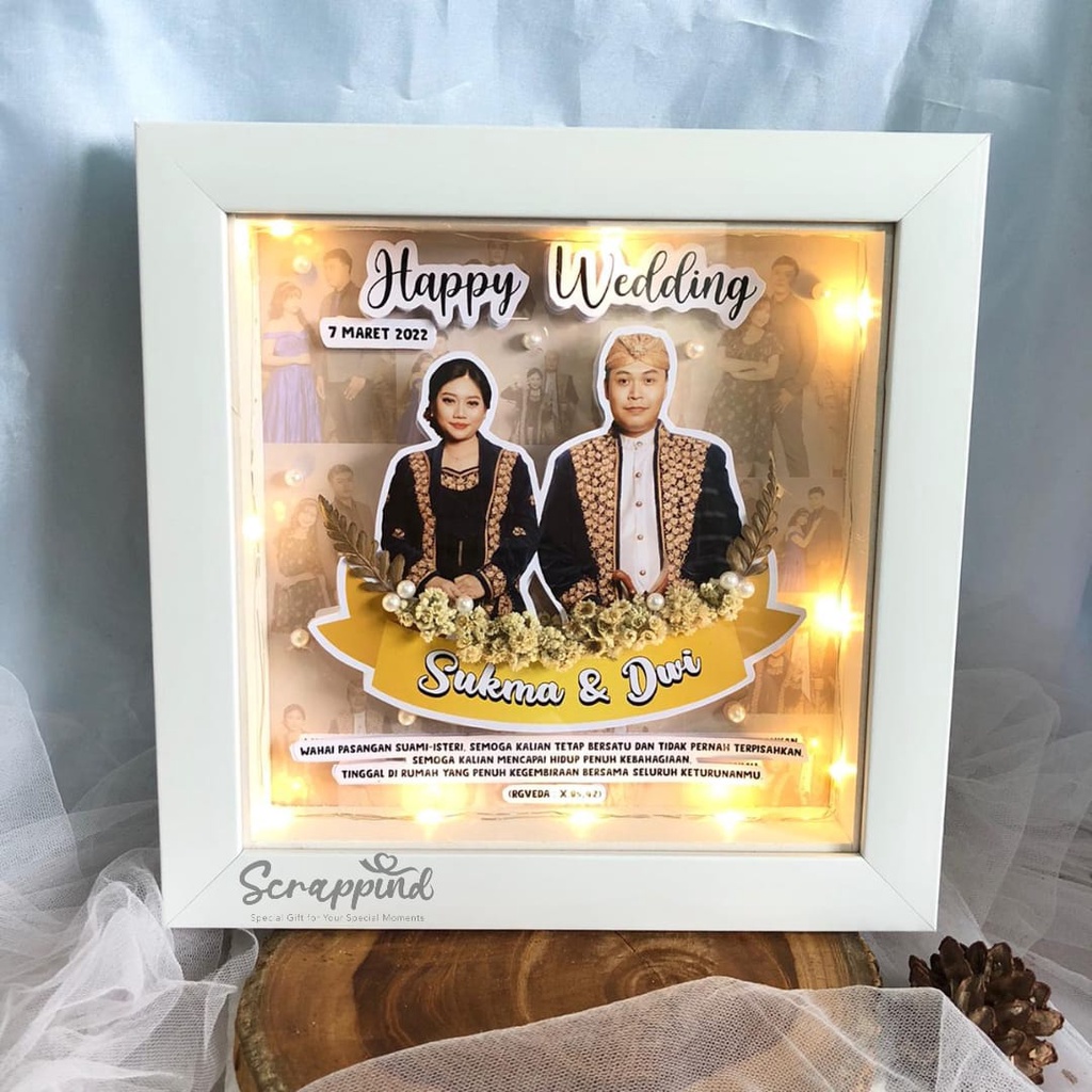 Kado Pernikahan Wisuda Farewell Gift Pajangan Dinding Bingkai Foto Custom Dengan Lampu