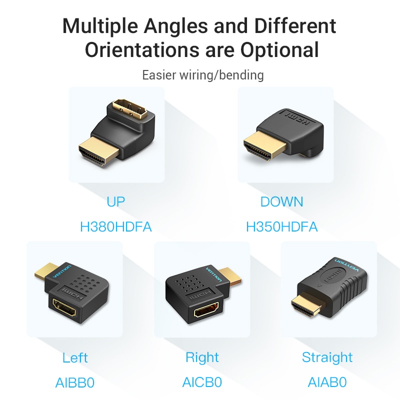 Vention Kabel Adapter Konektor HDMI 4K Male Ke Female Bentuk L