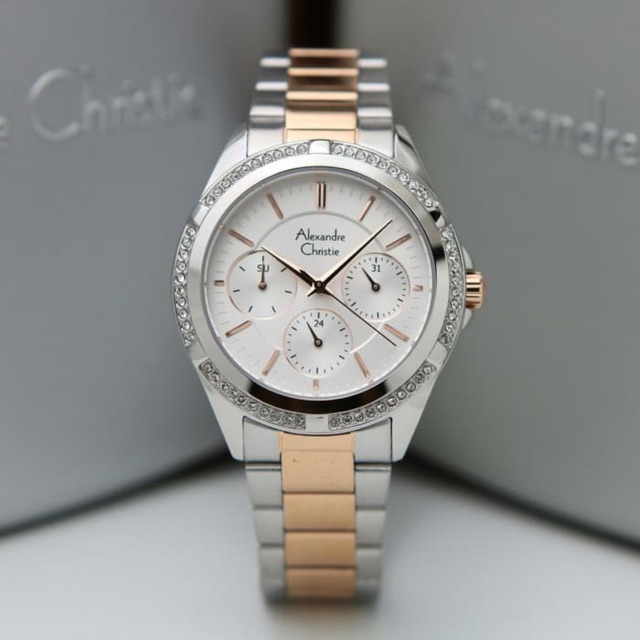 Jam Tangan Wanita Alexandre Christie AC 2826 Silver Rosegold Original Garansi Resmi 1 Tahun