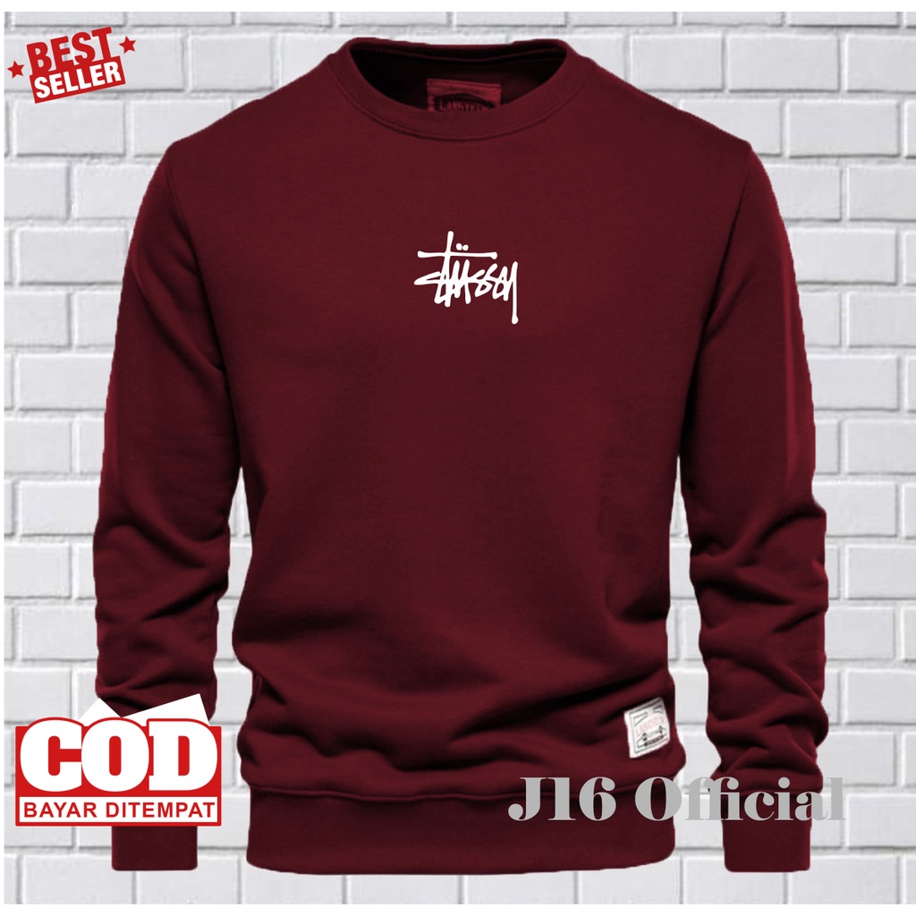 STUUSY CREWNECK Distro Jaket Sweater Pria Wanita Bahan Fleece Tebal