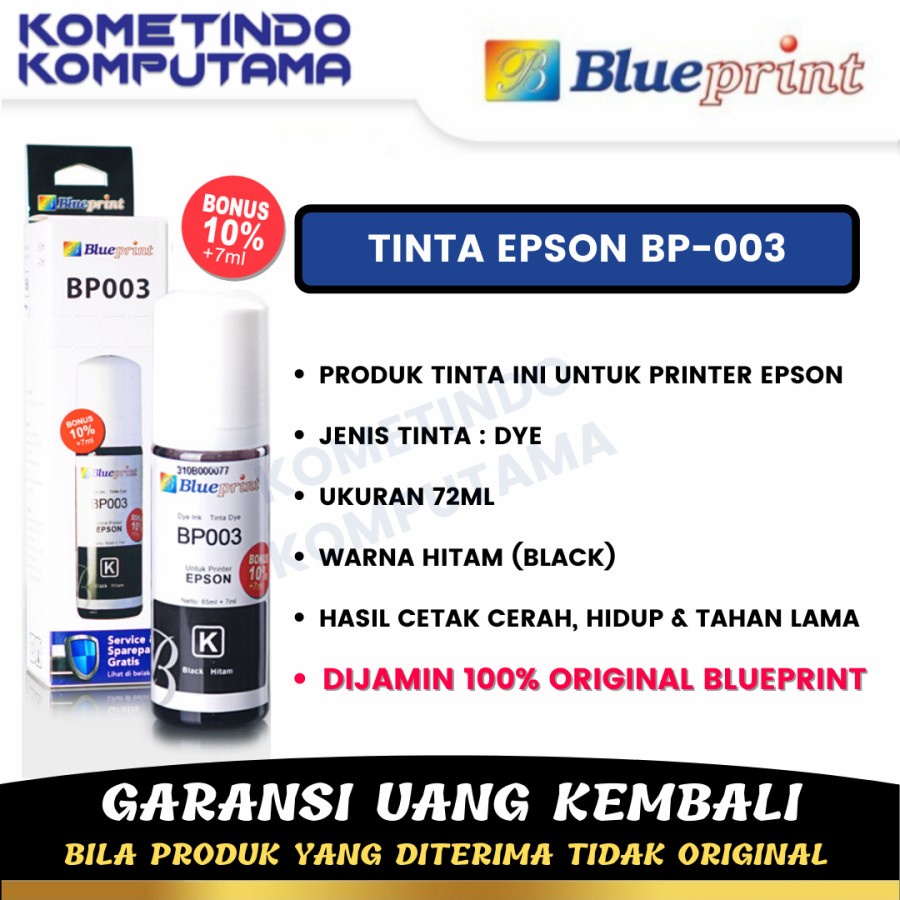 BLACK 72ML EPSON T 003 BK BLUEPRINT TINTA BOTOL ORIGINAL 100%