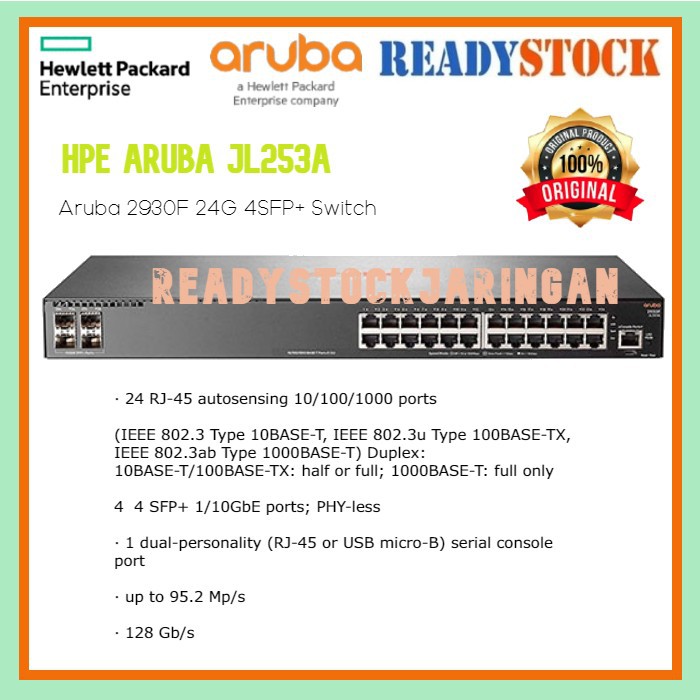 HPE JL253A Aruba Switch 2930F 24G 4SFP+