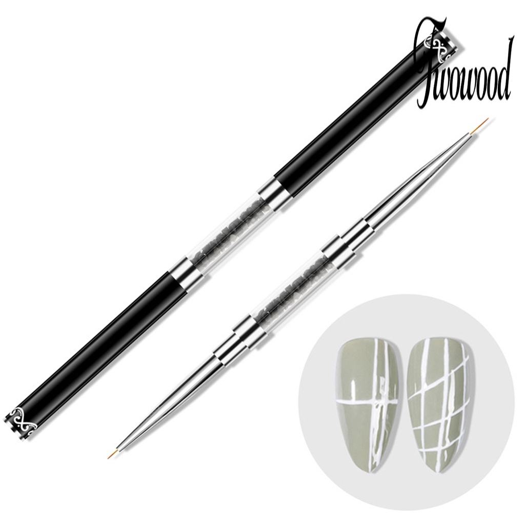 Brush Pen Nail Art UV Gel Ukuran 9mm 11mm Gagang Berlian Imitasi Kepala Ganda Untuk Manicure