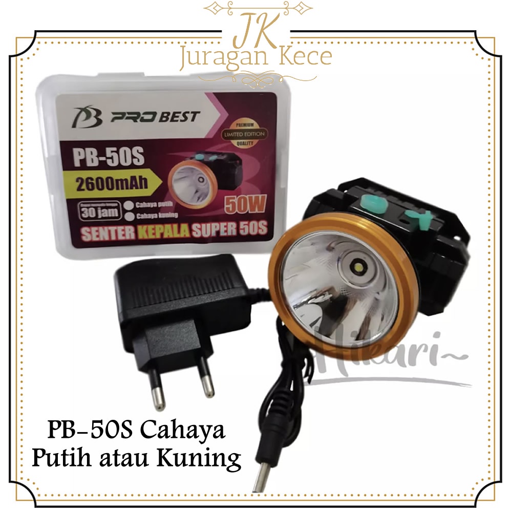 Senter Kepala Probest 50 Watt PB-50S Cahaya Putih dan Kuning