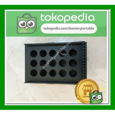 Meja Rak Brosur Mutifungsi Serbaguna Portable Lipat 4 Susun Besi Hitam