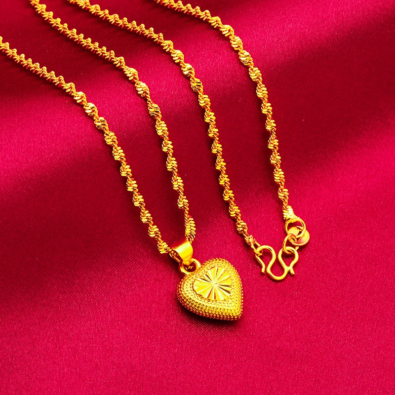 Kalung Emas Asli Kadar 375 Dengan Liontin Bentuk Hati Untuk Wanita