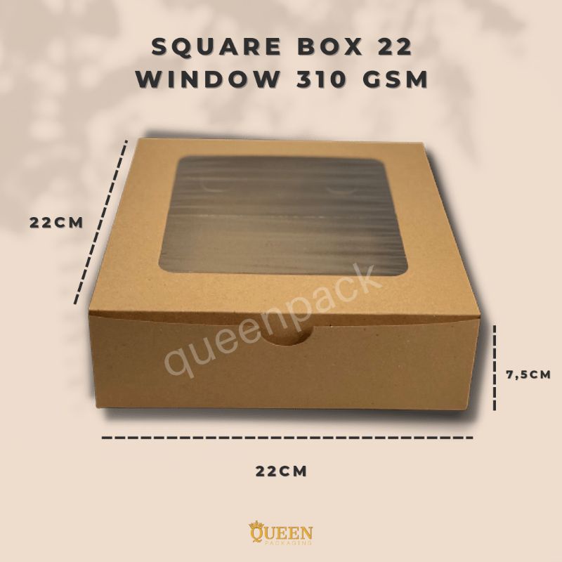 

KARDUS/SQUARE BOX WINDOW UK 22x22x7,8 (XXL) MIKA KOTAK KUE/KARDUS KUE/BOX MAKANAN/KARDUS PACKING