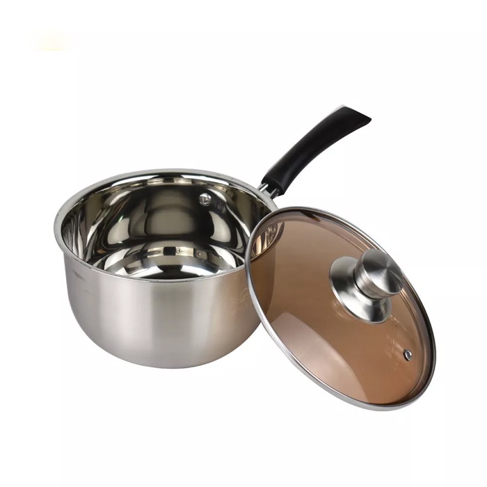 Panci Masak Steamer Panci Enamel Tutup Kaca Tahan Panas 1.2L