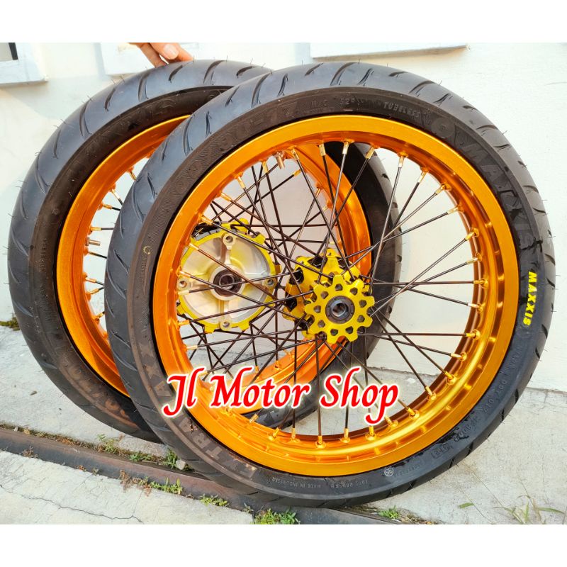 Paket Velg Supermoto Honda CRF150 CRF 150 L CRF150L Plus Ban Maxxis IRC ZENEOS Free Piringan Cakram