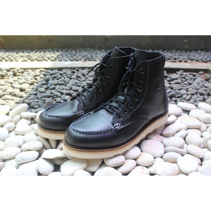 Sepatu Boot Pria Casual Black master Spon Kulit Original