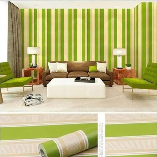 Wallpaper Stiker Dinding Rumah Salur Garis Hijau WPS077 Walpaper Wolpeper Shabby Walpeper