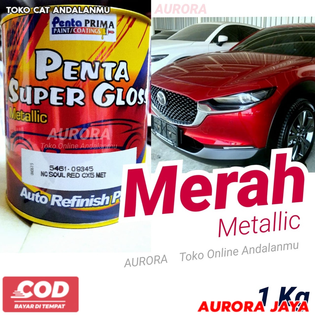 Cat Merah Metalik Red Metalic 1Kg Penta Super Gloss Merah Kristal 1 Kg Cat Mobil Motor Penta Gloss