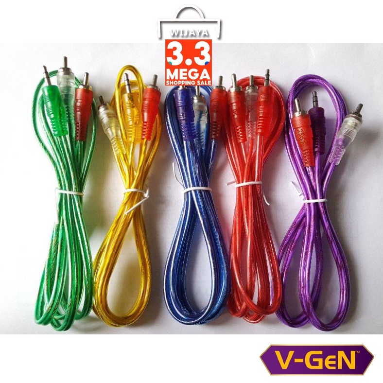 KABEL AUX 2 IN 1 KABEL AUDIO PANJANG 1 METER ORI