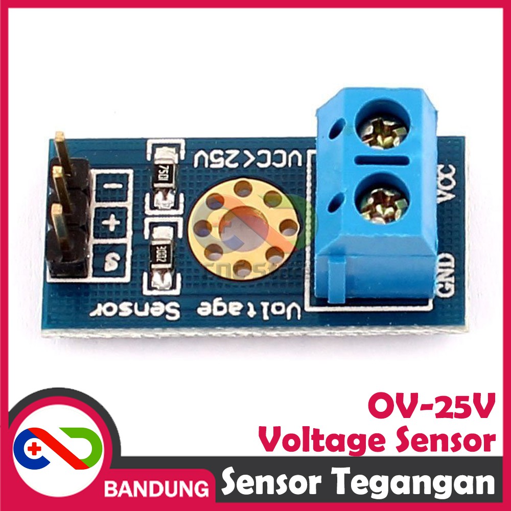 SENSOR TEGANGAN VOLTAGE SENSOR DIVIDER DC 0-25V ARDUINO RASPBERRY PI MIKROKONTROLLE