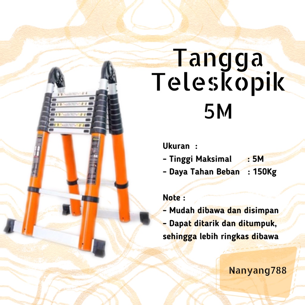 Jual TANGGA / 5 METER / TANGGA LIPAT ALUMINIUM TELESKOPIC DOUBLE 5 M ...