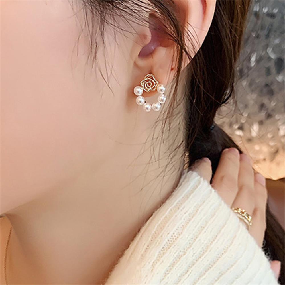 Timekey Anting Tusuk Gantung Hias Mutiara + Zircon Gaya Simple Untuk Wanita M1S8