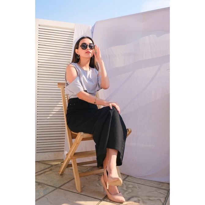 Miss Me Rok Jeans Panjang Wanita Warna Rok Denim Hitam - 982801