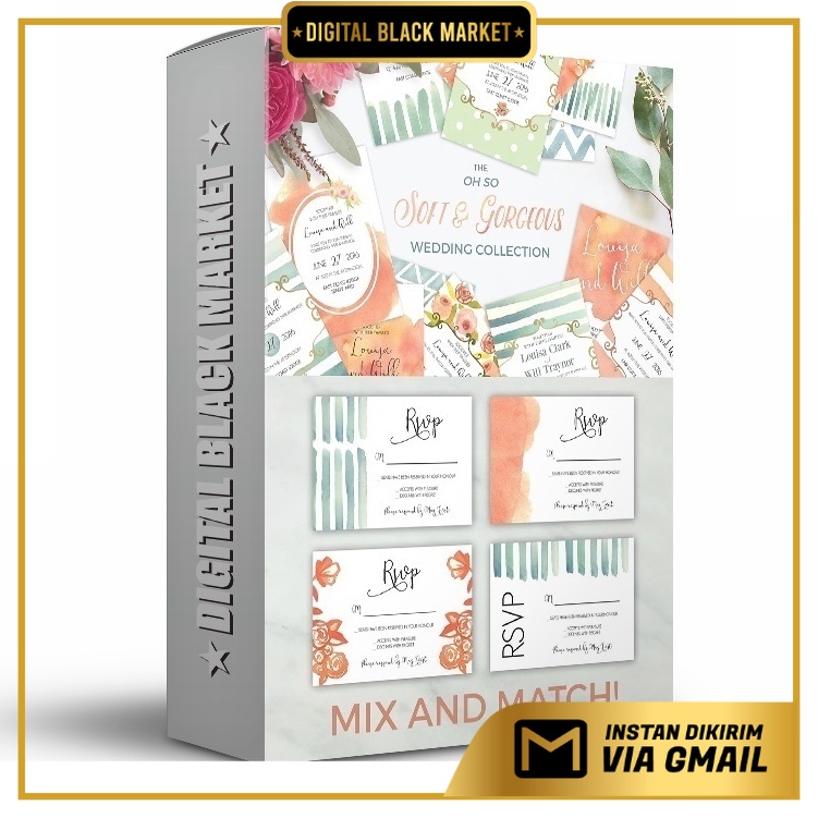 Soft Wedding Watercolor Invitation Big Set - Photoshop