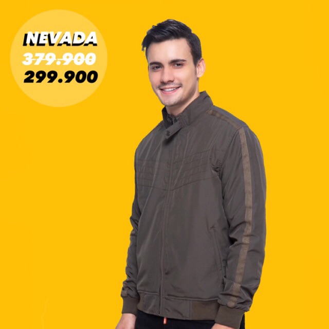 Nevada Jacket Pria Parasut Twill Tape On Hand - Olive