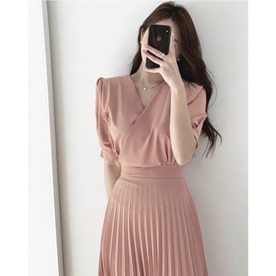 OFFICE CASUAL MIDI DRESS KOREA FASHION STYLE ALL SIZE NEW ARRIVAL BEST