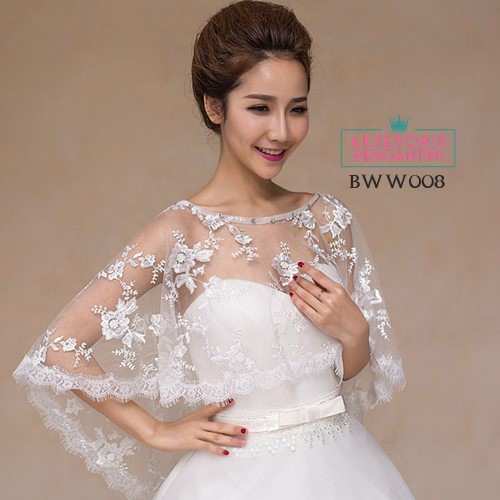 [PALING MURAH] AKSESORIS CARDIGAN PESTA BROKAT KOREA BOLERO WANITA LACE PUTIH BWW008