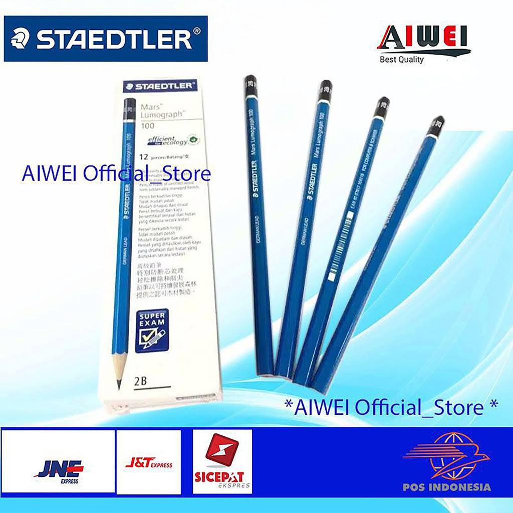 

Pensil 2B Staedtler PAK@12pcs/Pencil Komputer/Pensil Ujian Staedler 2B/Pencil 2B ORIGINAL MURAH