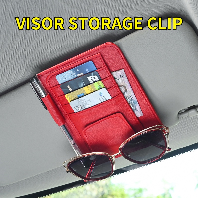 Tas Pouch Organizer Kartu / Kacamata Untuk Sun Visor Mobil