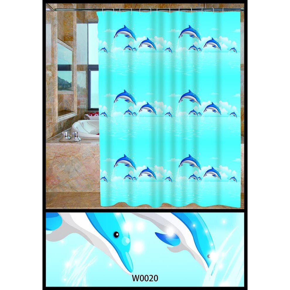 Gorden Korden Selambu Kelambu Tirai Kamar Mandi Anti Air Motif Elegant