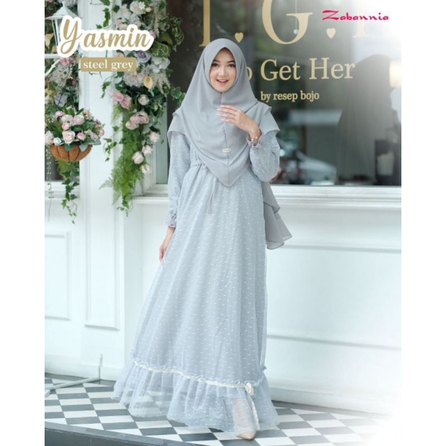Yasmin Stel Grey set Khimar M by zabannia