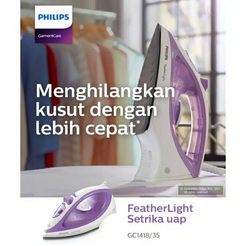 PHILIPS Setrika Listrik Uap/ Steam Iron 145ml GC1418/35 Anti Lengket 400Watt