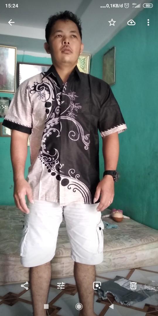 Bswart Batik Hrb026 Kenongo Hem Pendek Padi Pekalongan M L Xl Batik Pria Murah Modern Grosir