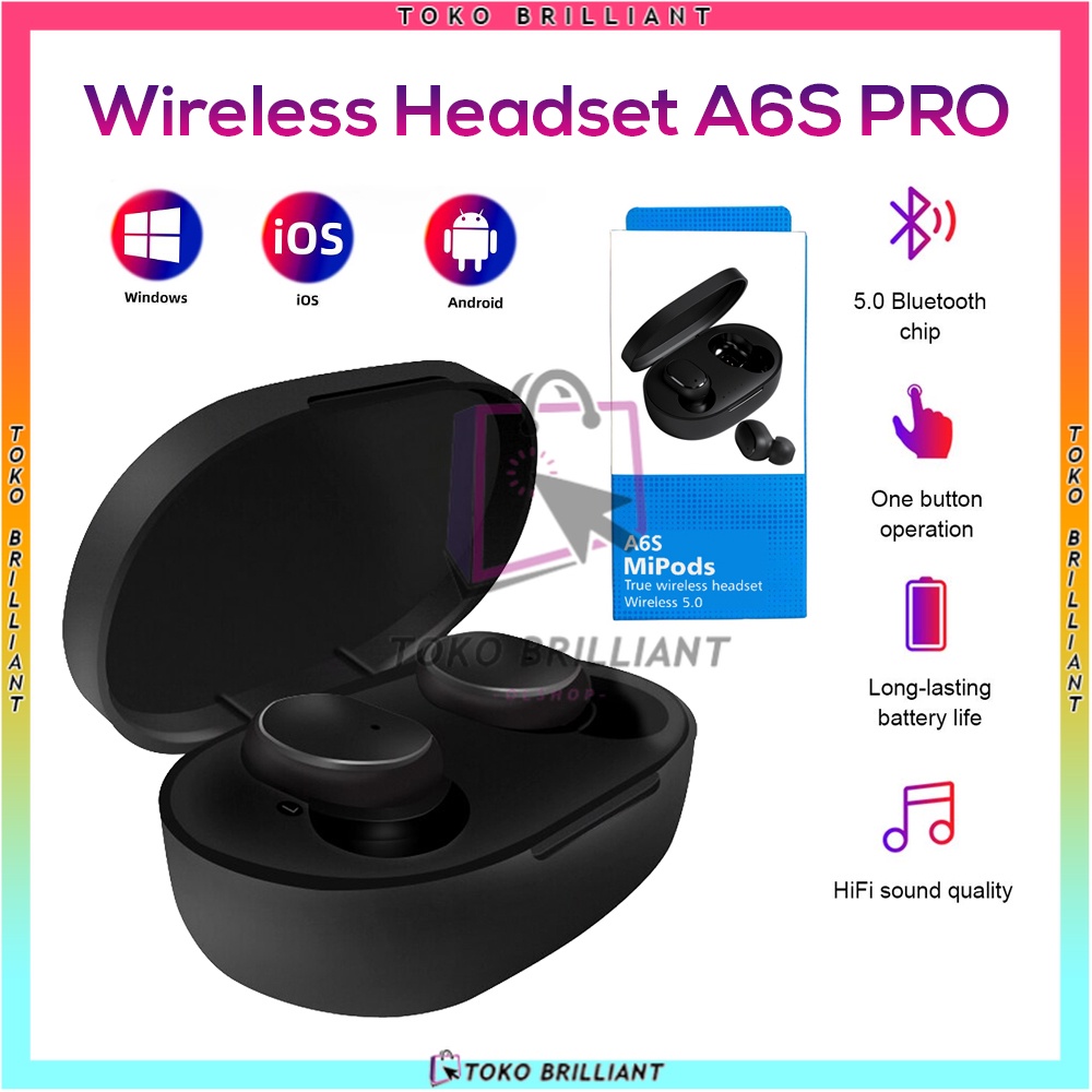 [𝐁𝐈𝐒𝐀 𝐁𝐀𝐘𝐀𝐑 𝐂𝐎𝐃] A6S PRO TWS Headset Bluetooth 5.1 Earphone Wireless Stereo Mini Earbuds Headset Bluetooth  TWS with Wireless Earphone