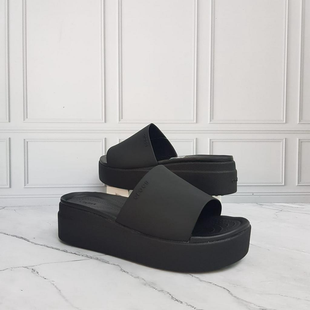 Sandal Crocs Brookly Slide New Sandal Wedges Wanita Terbaru Sandal Hak Tinggi Wanita