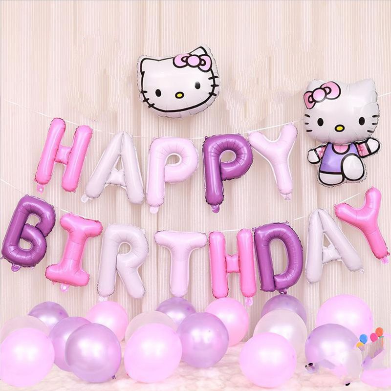 paket dekorasi set ulang tahun ultah HBD anak perempuan thema hello kitty warna pastel