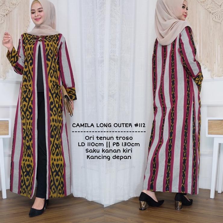 Special Price.. Long Cardi Bahan Tenun Troso Premium Long Outer Tenun Camila Outer